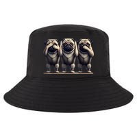Cute See No Evil Hear No Evil Speak No Evil Three Pug Cool Comfort Performance Bucket Hat