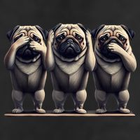 Cute See No Evil Hear No Evil Speak No Evil Three Pug Cool Comfort Performance Bucket Hat