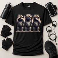 Cute See No Evil Hear No Evil Speak No Evil Three Pug Performance Shirt
