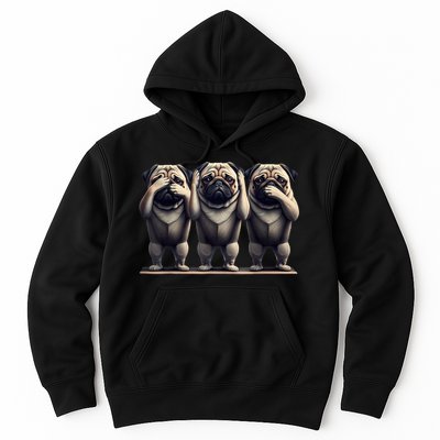 Cute See No Evil Hear No Evil Speak No Evil Three Pug Hoodie