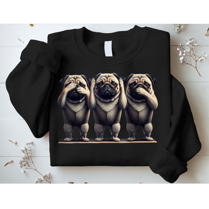 Cute See No Evil Hear No Evil Speak No Evil Three Pug Sweatshirt