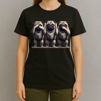 Cute See No Evil Hear No Evil Speak No Evil Three Pug T-Shirt