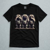 Cute See No Evil Hear No Evil Speak No Evil Three Pug T-Shirt