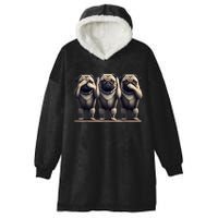 Cute See No Evil Hear No Evil Speak No Evil Three Pug Hooded Wearable Blanket