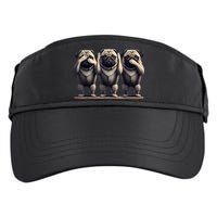 Cute See No Evil Hear No Evil Speak No Evil Three Pug Adult Drive Performance Visor