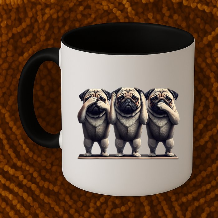 Cute See No Evil Hear No Evil Speak No Evil Three Pug Mug