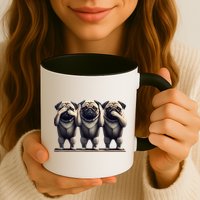 Cute See No Evil Hear No Evil Speak No Evil Three Pug Mug