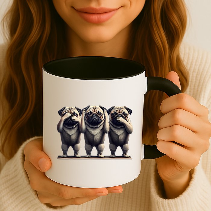 Cute See No Evil Hear No Evil Speak No Evil Three Pug Mug