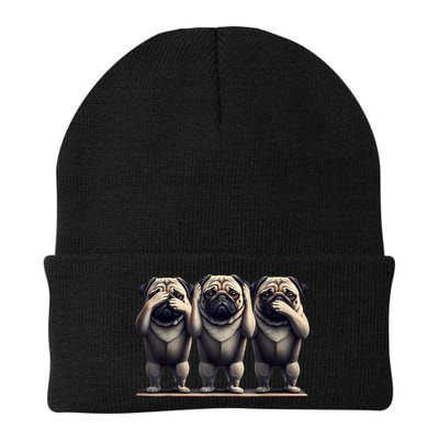 Cute See No Evil Hear No Evil Speak No Evil Three Pug Beanie