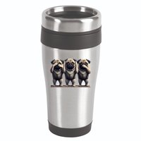 Cute See No Evil Hear No Evil Speak No Evil Three Pug 16oz Travel Tumbler