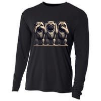 Cute See No Evil Hear No Evil Speak No Evil Three Pug Cooling Performance Long Sleeve Crew
