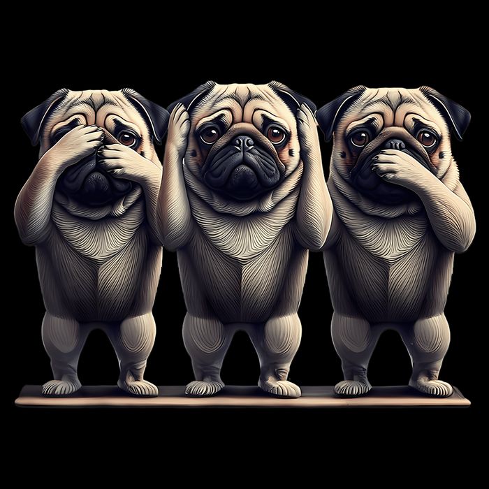 Cute See No Evil Hear No Evil Speak No Evil Three Pug Cooling Performance Long Sleeve Crew