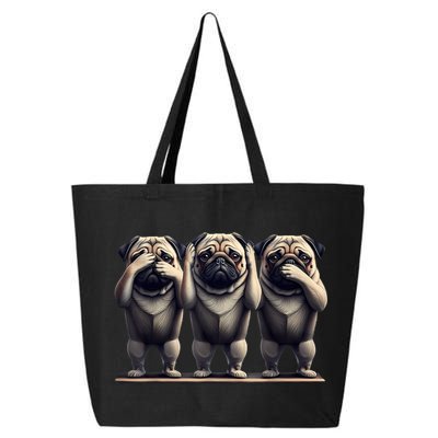 Cute See No Evil Hear No Evil Speak No Evil Three Pug 25L Jumbo Tote
