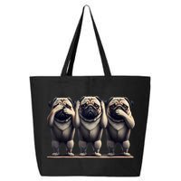 Cute See No Evil Hear No Evil Speak No Evil Three Pug 25L Jumbo Tote