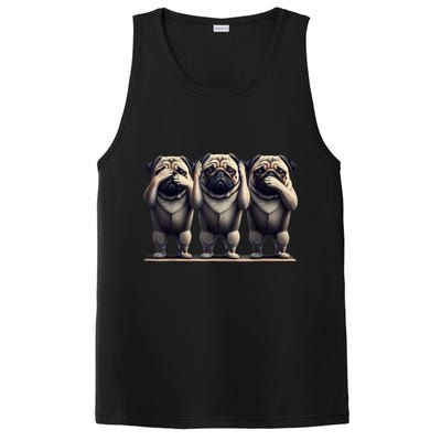 Cute See No Evil Hear No Evil Speak No Evil Three Pug PosiCharge Competitor Tank