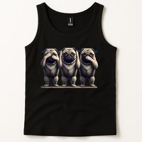 Cute See No Evil Hear No Evil Speak No Evil Three Pug Tank Top
