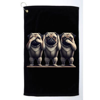 Cute See No Evil Hear No Evil Speak No Evil Three Pug Golf Towel