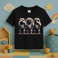 Cute See No Evil Hear No Evil Speak No Evil Three Pug Toddler T-Shirt