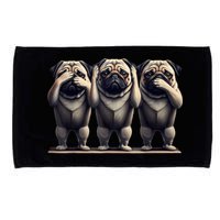 Cute See No Evil Hear No Evil Speak No Evil Three Pug Microfiber Hand Towel