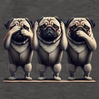 Cute See No Evil Hear No Evil Speak No Evil Three Pug Vector Backpack