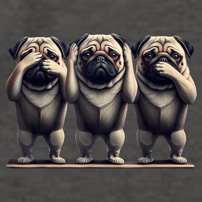 Cute See No Evil Hear No Evil Speak No Evil Three Pug Vector Backpack