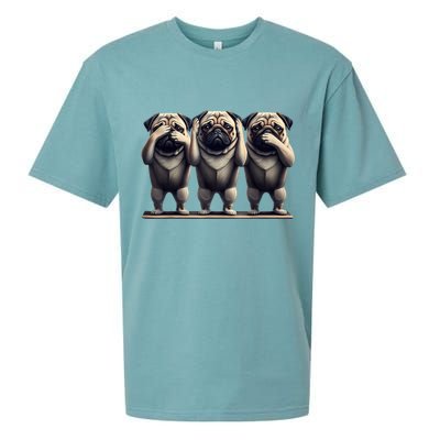 Cute See No Evil Hear No Evil Speak No Evil Three Pug Sueded Cloud Jersey T-Shirt