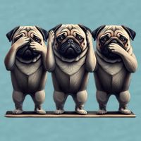 Cute See No Evil Hear No Evil Speak No Evil Three Pug Sueded Cloud Jersey T-Shirt
