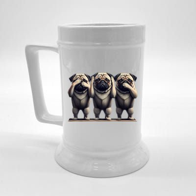 Cute See No Evil Hear No Evil Speak No Evil Three Pug Beer Stein