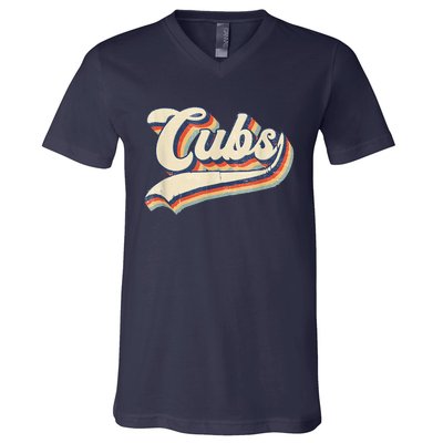 Cubs Sports Name Vintage Retro Gift V-Neck T-Shirt