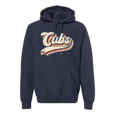 Cubs Sports Name Vintage Retro Gift Premium Hoodie