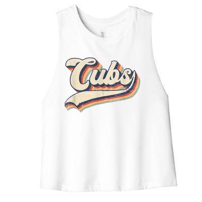 Cubs Sports Name Vintage Retro Gift Women's Racerback Cropped Tank