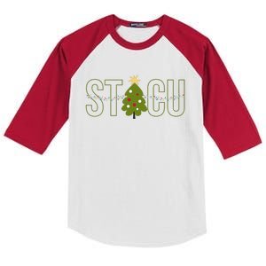 Christmas Sticu Nurse Surgical Trauma Icu Nurse Xmas Tree Kids Colorblock Raglan Jersey