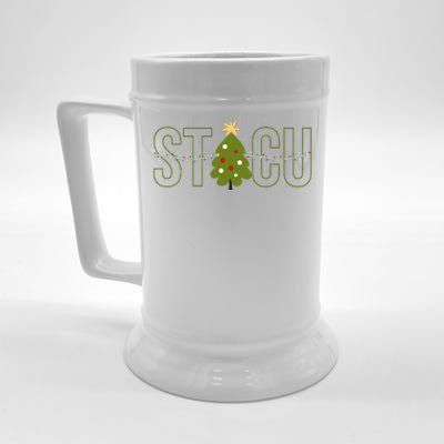 Christmas Sticu Nurse Surgical Trauma Icu Nurse Xmas Tree Beer Stein