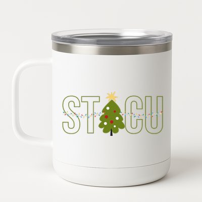 Christmas Sticu Nurse Surgical Trauma Icu Nurse Xmas Tree 12 oz Stainless Steel Tumbler Cup