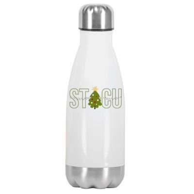 Christmas Sticu Nurse Surgical Trauma Icu Nurse Xmas Tree Stainless Steel Insulated Water Bottle