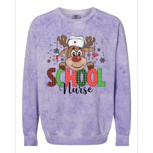 Christmas School Nurse Reindeer Nursing Rn Xmas Gift Colorblast Crewneck Sweatshirt