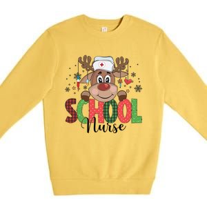 Christmas School Nurse Reindeer Nursing Rn Xmas Gift Premium Crewneck Sweatshirt