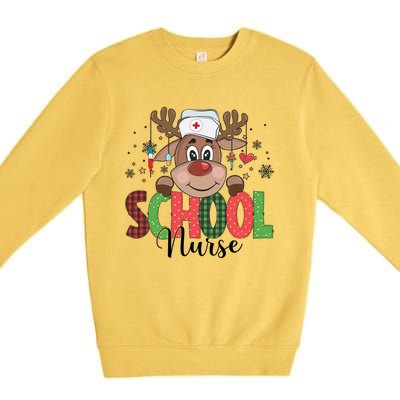 Christmas School Nurse Reindeer Nursing Rn Xmas Gift Premium Crewneck Sweatshirt