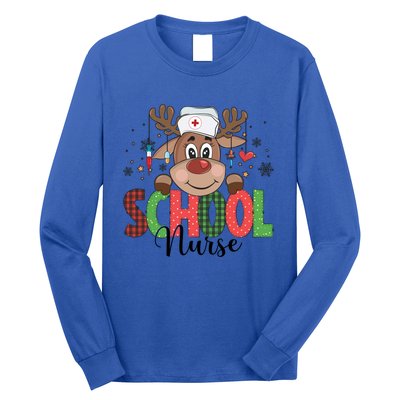 Christmas School Nurse Reindeer Nursing Rn Xmas Gift Long Sleeve Shirt