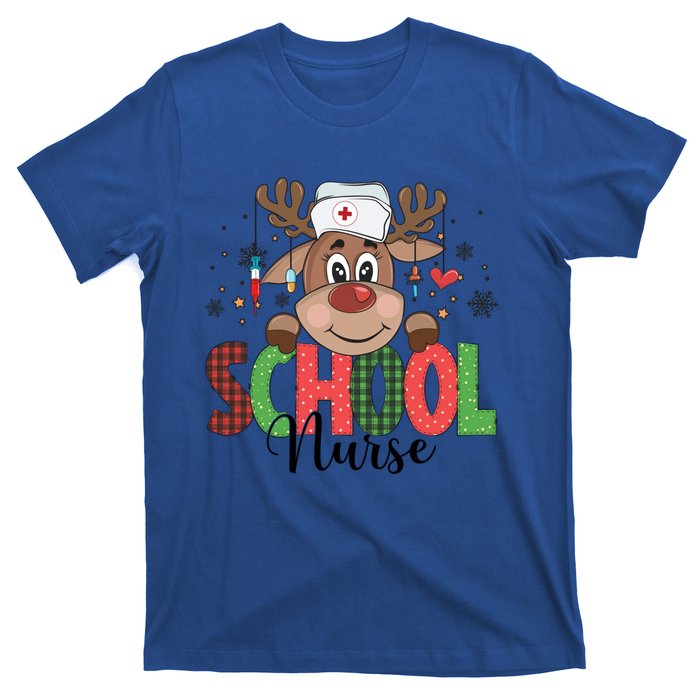 Christmas School Nurse Reindeer Nursing Rn Xmas Gift T-Shirt