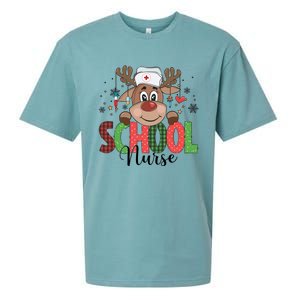 Christmas School Nurse Reindeer Nursing Rn Xmas Gift Sueded Cloud Jersey T-Shirt