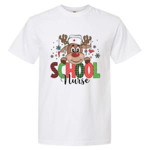 Christmas School Nurse Reindeer Nursing Rn Xmas Gift Garment-Dyed Heavyweight T-Shirt