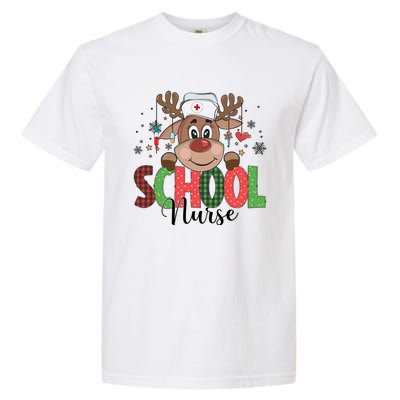 Christmas School Nurse Reindeer Nursing Rn Xmas Gift Garment-Dyed Heavyweight T-Shirt