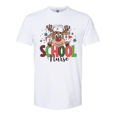 Christmas School Nurse Reindeer Nursing Rn Xmas Gift Softstyle CVC T-Shirt