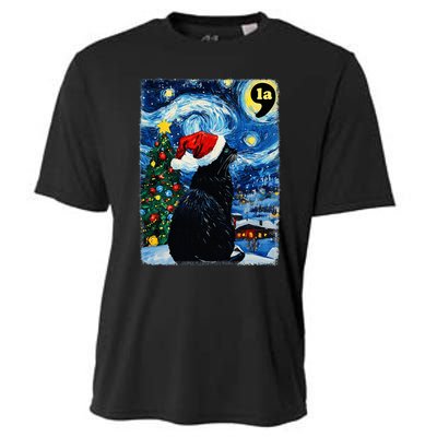 Christmas Starry Night Black Cat Comma La Kamala Harris 2024 Cooling Performance Crew T-Shirt