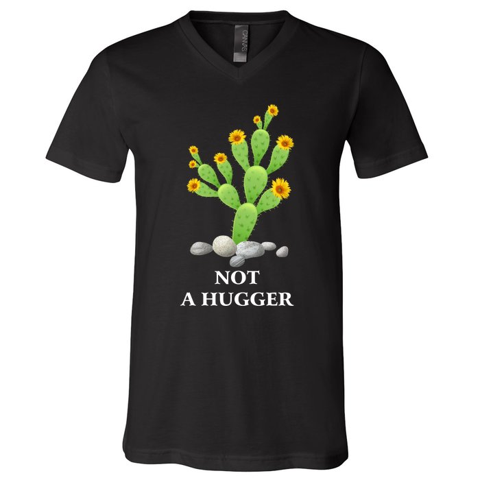 Cactus Sunflower Not A Hugger V-Neck T-Shirt