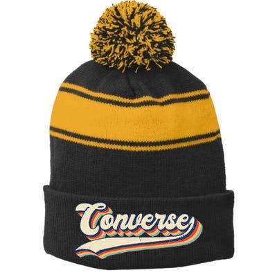 Converse Sports Name Vintage Retro Gift Men Women Boy Girl Stripe Pom Pom Beanie