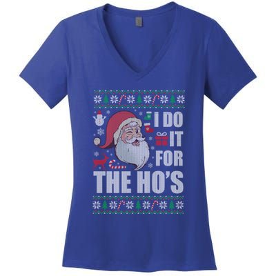 Christmas Santa Naughty Ugly Christmas Sweater Gift Women's V-Neck T-Shirt