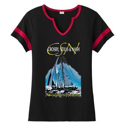 Crosby Stills & Nash Wooden Ships Ladies Halftime Notch Neck Tee