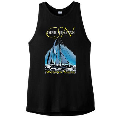 Crosby Stills & Nash Wooden Ships Ladies PosiCharge Tri-Blend Wicking Tank